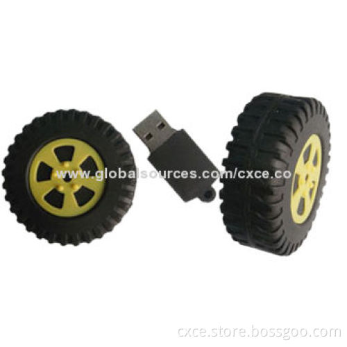 Custom USB Flash Disk with 256MB to 16GB Capacity, Car-tire Style